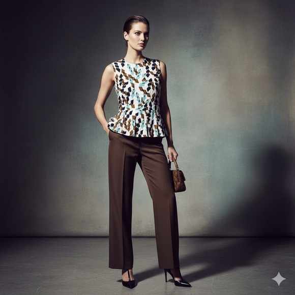 Marni Black and White abstract print Peplum Blouse Sleeveless 8 - Picture 11 of 11